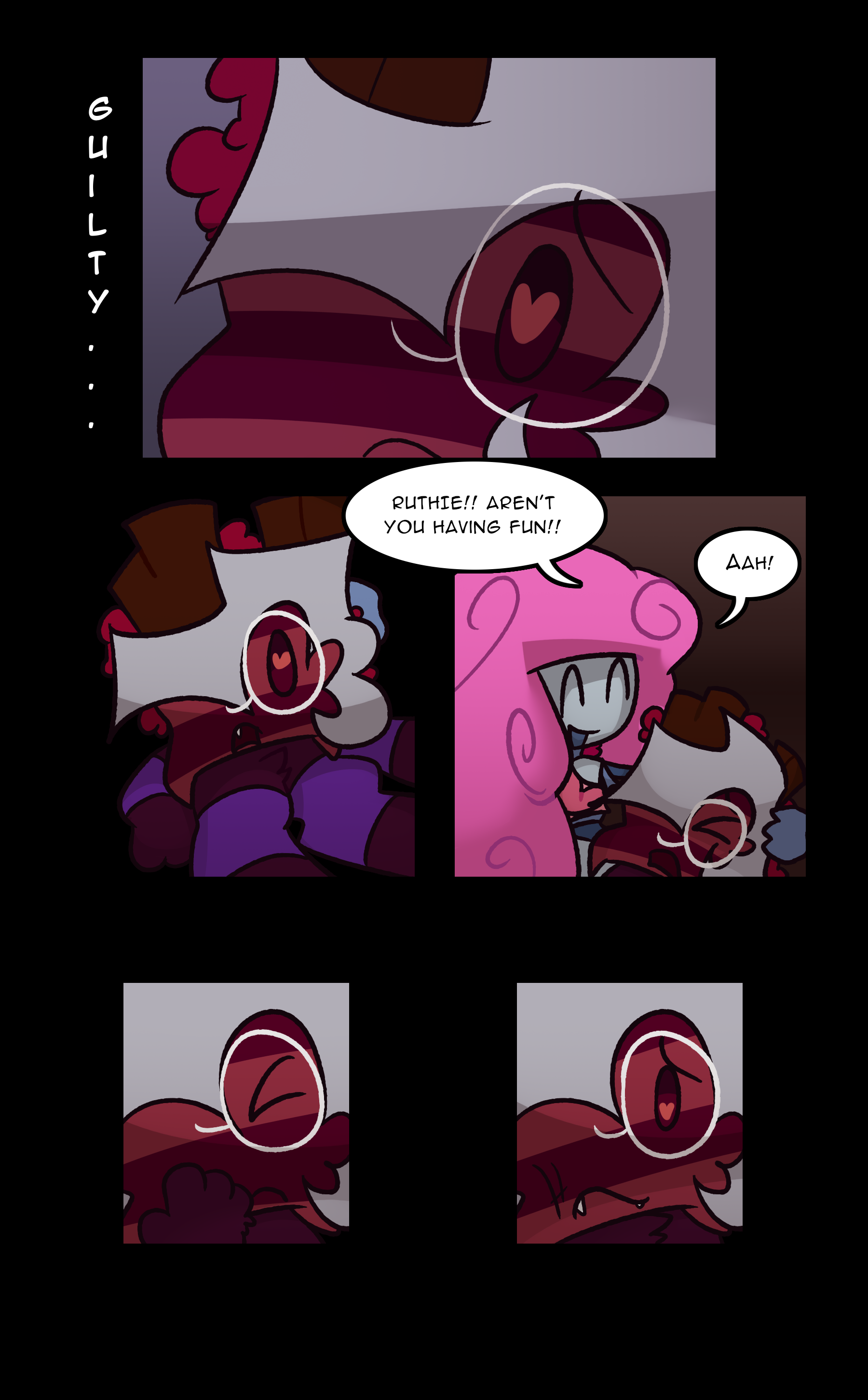 [GUILTY...] JANIE: Ruthie!! Aren't you having fun!! RUTH: Aah!